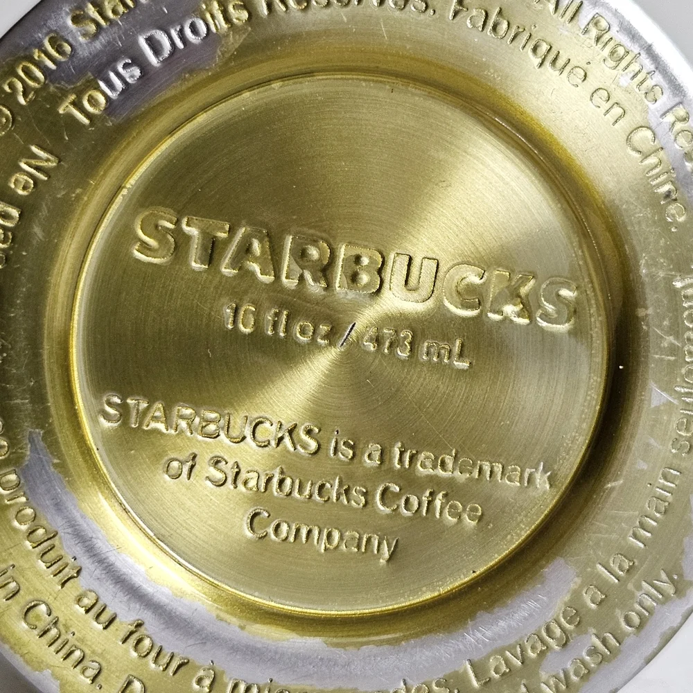 Starbucks 2016 Stainless Steel Vacuum Insulated Tumbler Mirror Gold 16Oz Cup Mug